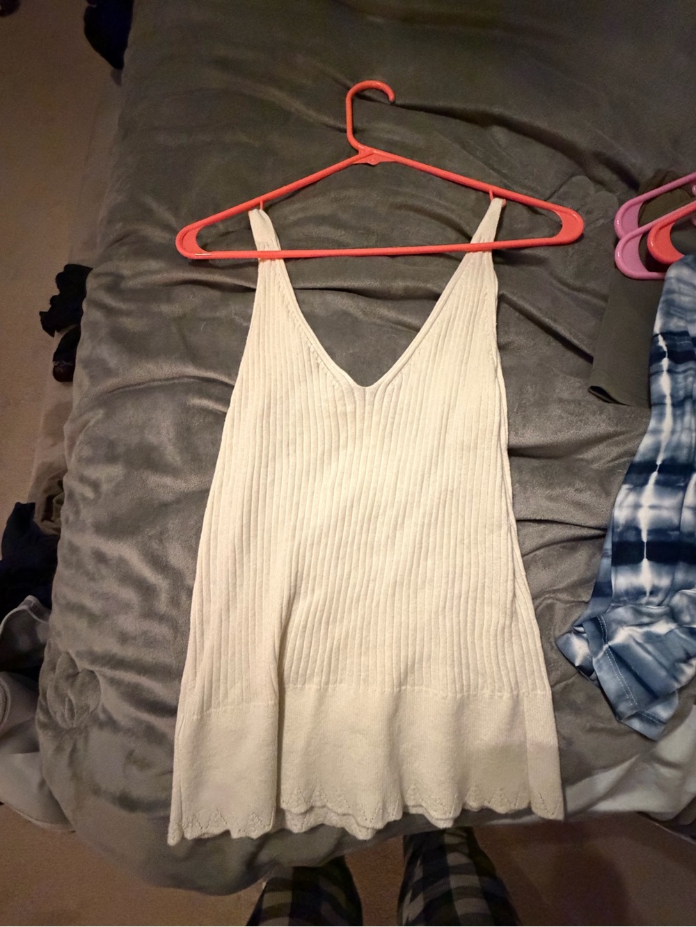 Express Cream Ribbed V-Neck Knit Camisole
